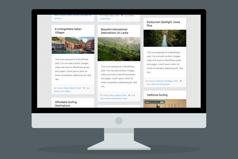Categories are displayed in unique 3 column layout!